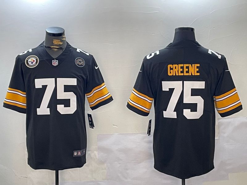 Men Pittsburgh Steelers #75 Greene Black 2024 Nike Vapor Limited NFL Jersey style 3